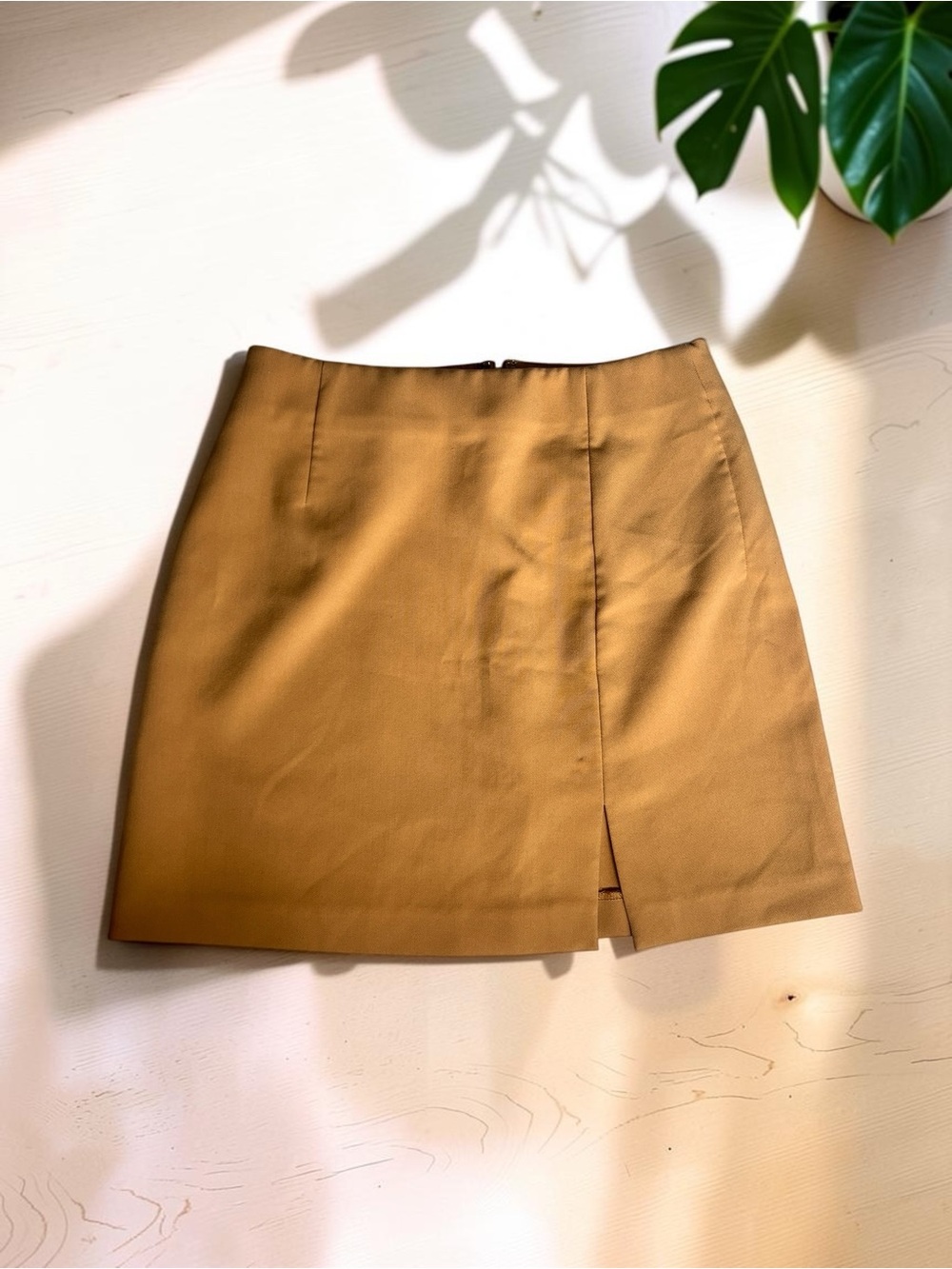 Uniqlo Camel Mini Skirt with Front Notch